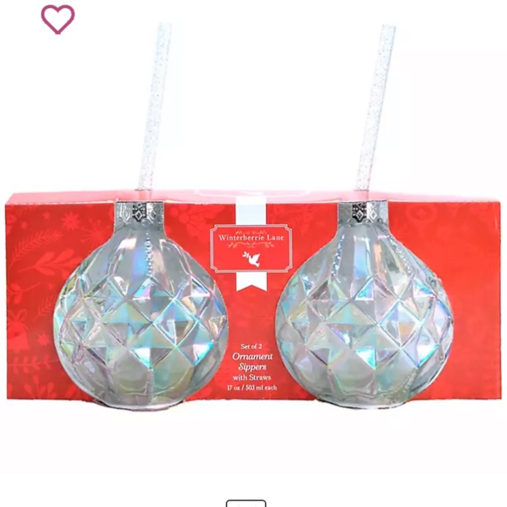 Winterberrie Lane Christmas Glass Ornament Sippers